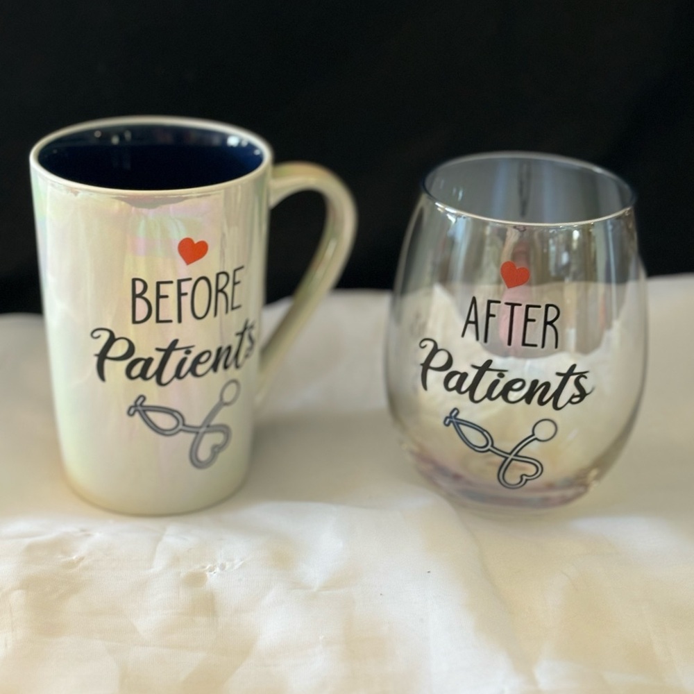 Before and After Patients 18oz Stemless Wine Glass & 15 oz Latte Cup